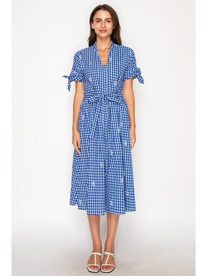Azure Lace Shirt Midi Dress