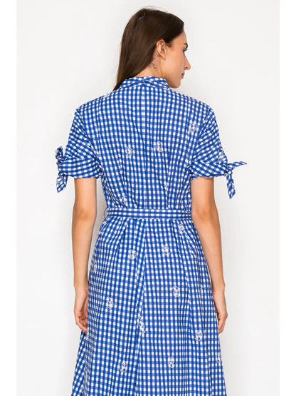 Azure Lace Shirt Midi Dress