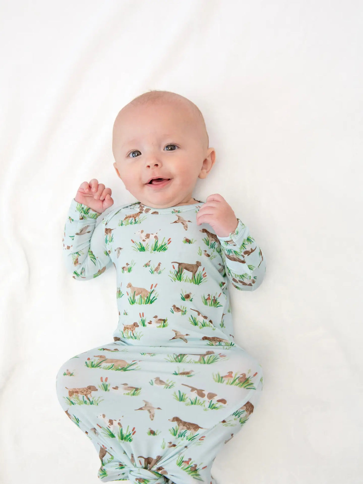 Delta Bird Hunting Dogs- Knotted Infant Gown
