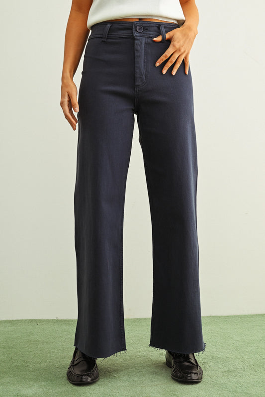 Navy Wide Leg Denim Pants