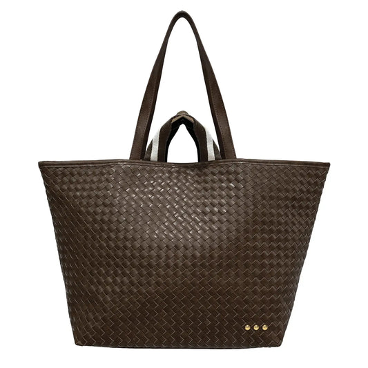 Woven Tiffany Organizer Tote Bag Chocolate