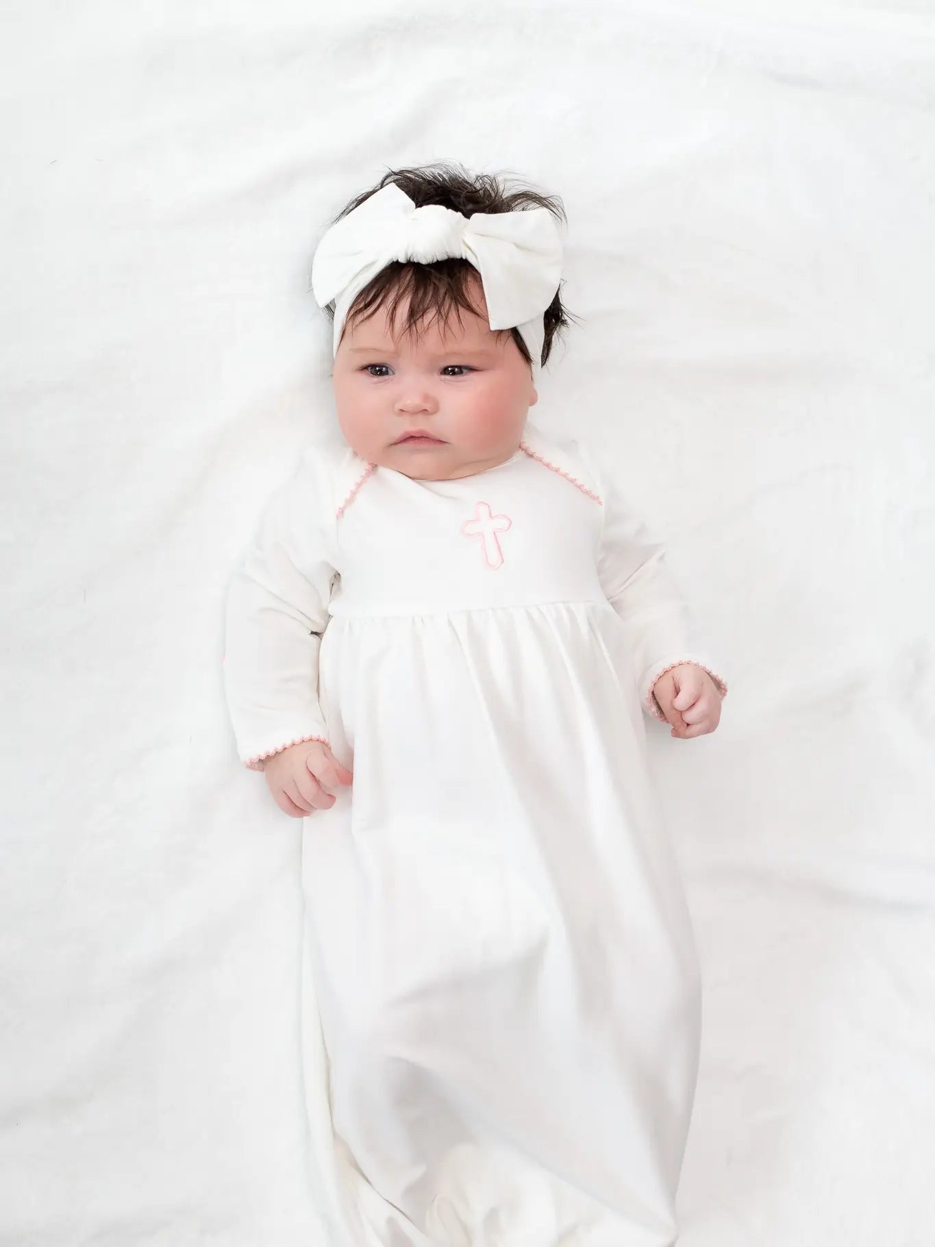 Pink Cross (Easter/Baptism/Christian) Embroidered Gown 0-3 MO