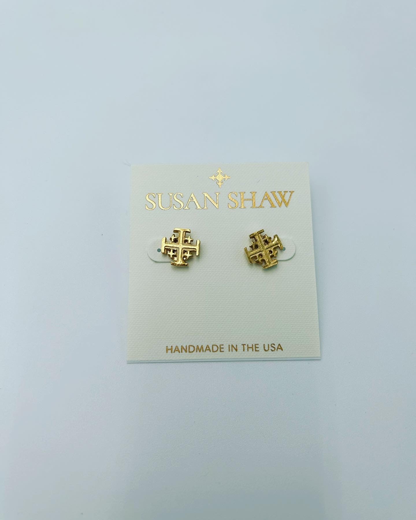 Susan Shaw Gold Multi Cross Earrings