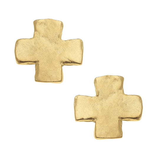 Mini Gold Square Cross Studs