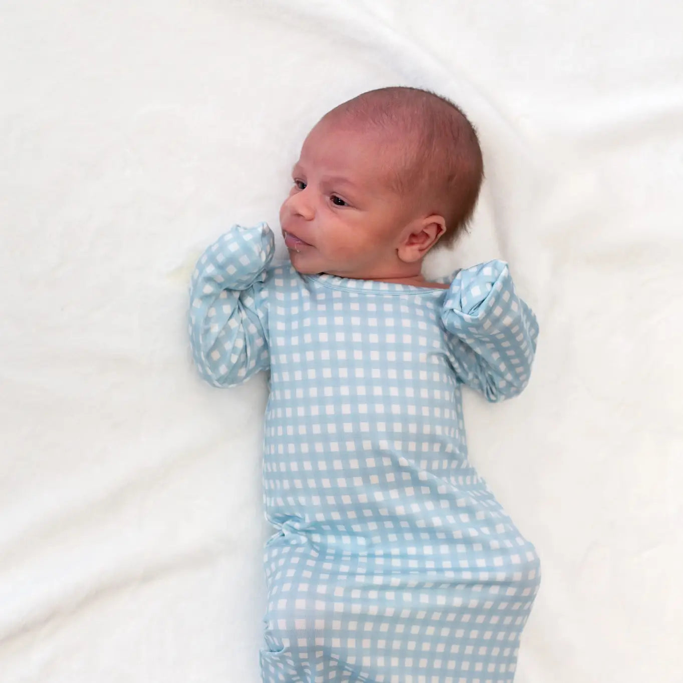 Blue Gingham (Spring/Easter) Knotted Infant Gown