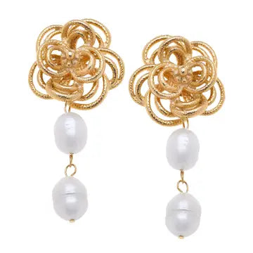 Knot with double Pearl Earrings