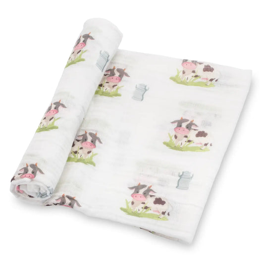Moo Moo Here Farm Theme Baby Muslin Swaddle
