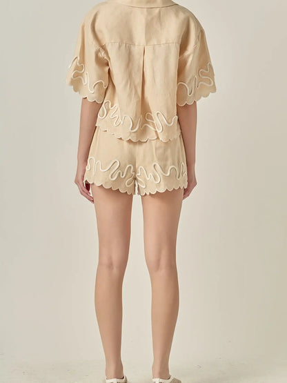 Wavy Embroidered Shorts