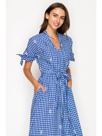 Azure Lace Shirt Midi Dress