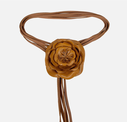 Made To Order Rosa | Leather Flower Tie Belt