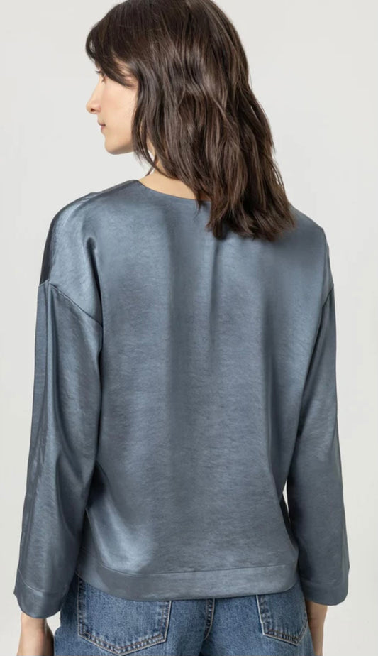 Lilla P Drop Shoulder Satin Top