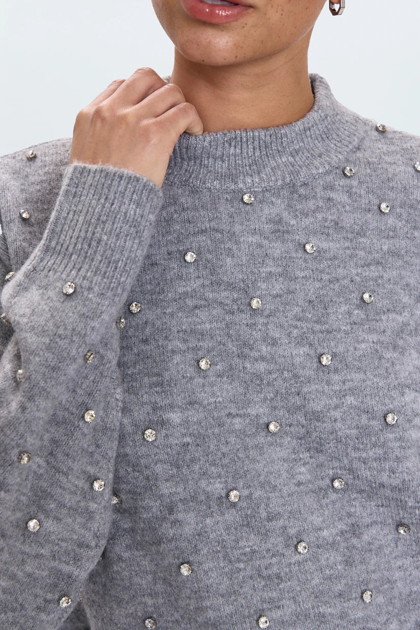 AURA RELAXED CREW NECK SWEATER - CHARCOAL DIAMONTE