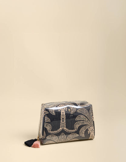 Large Cosmetic Pouch Bridge Street Palms Black