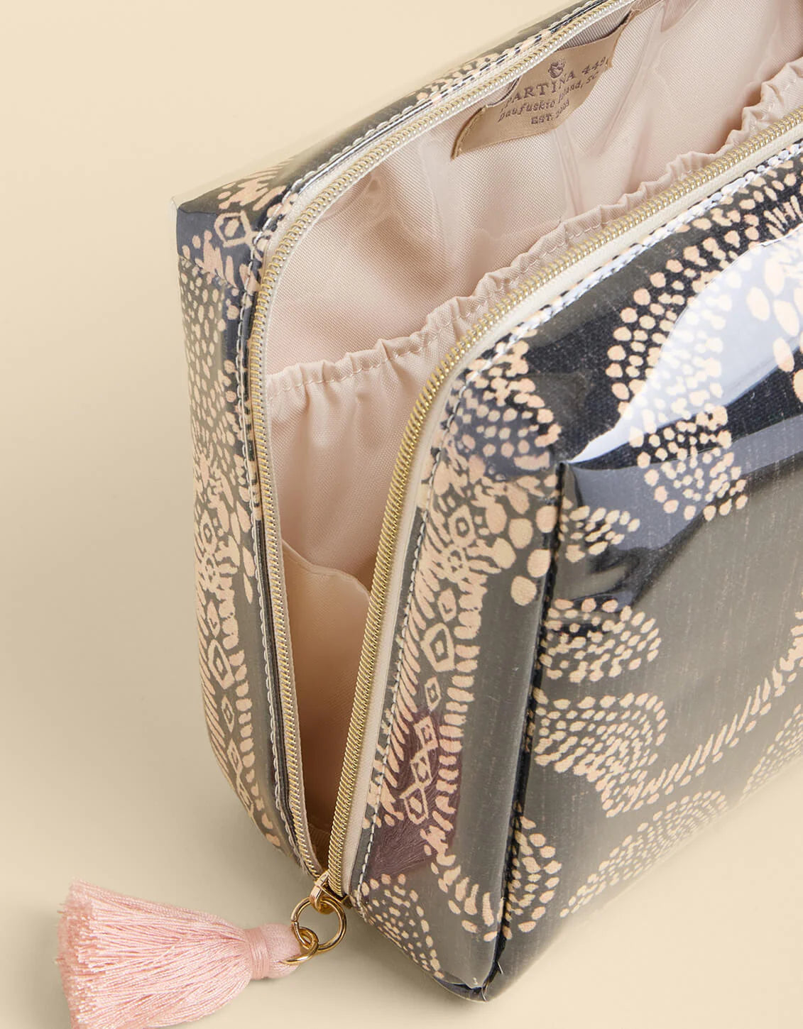Large Cosmetic Pouch Bridge Street Palms Black