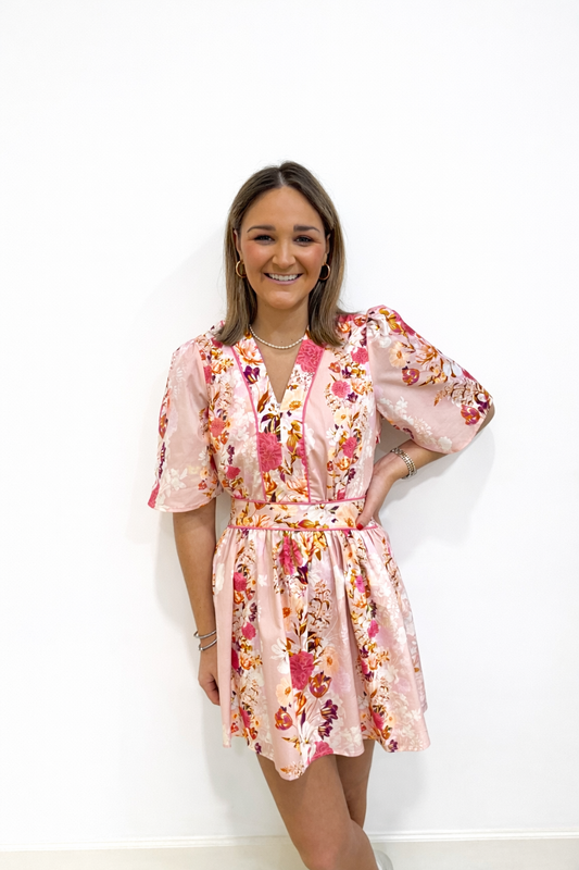 Flower Mini Dress Pink Multi