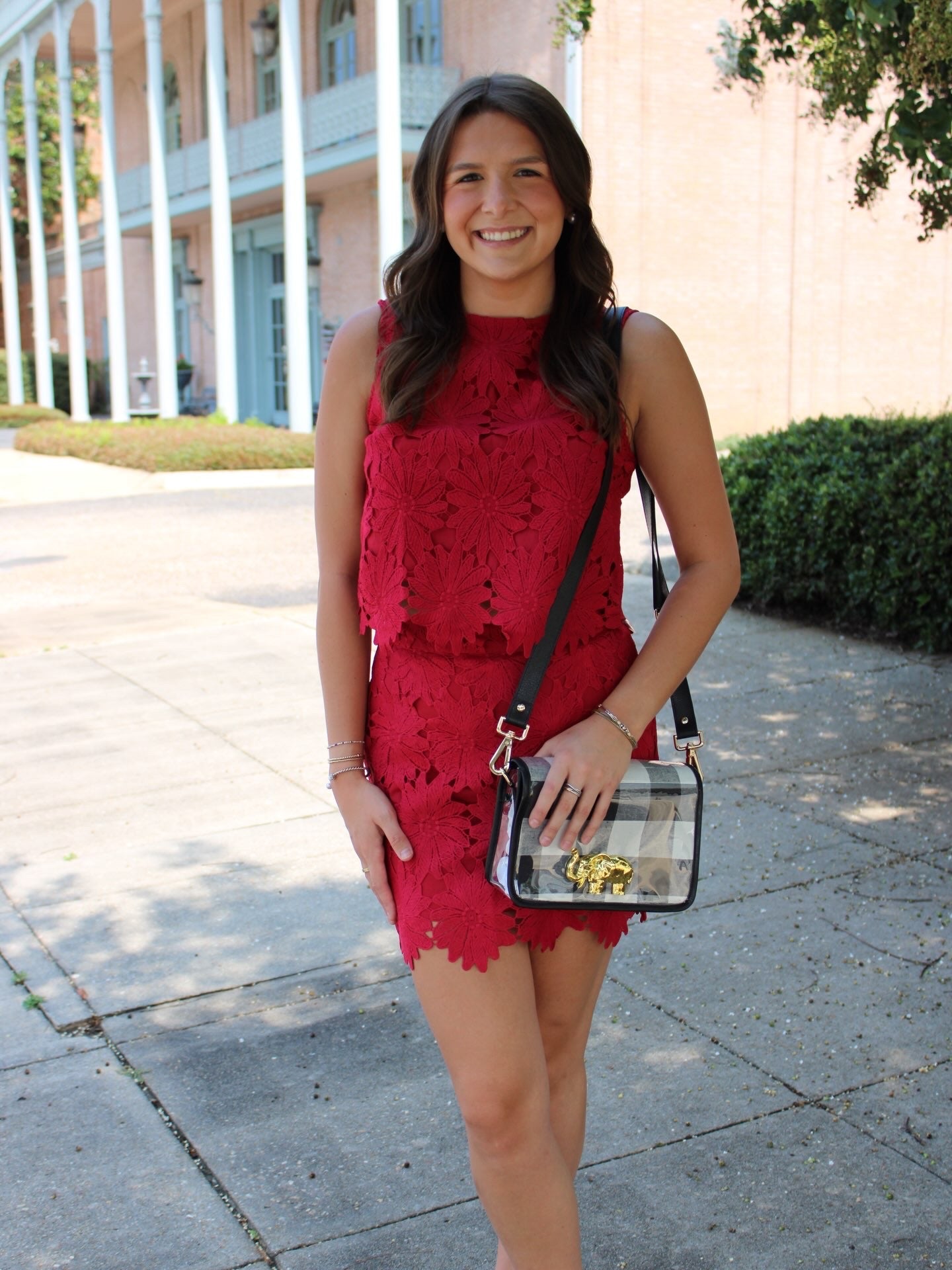 Crimson Lace Skirt Set