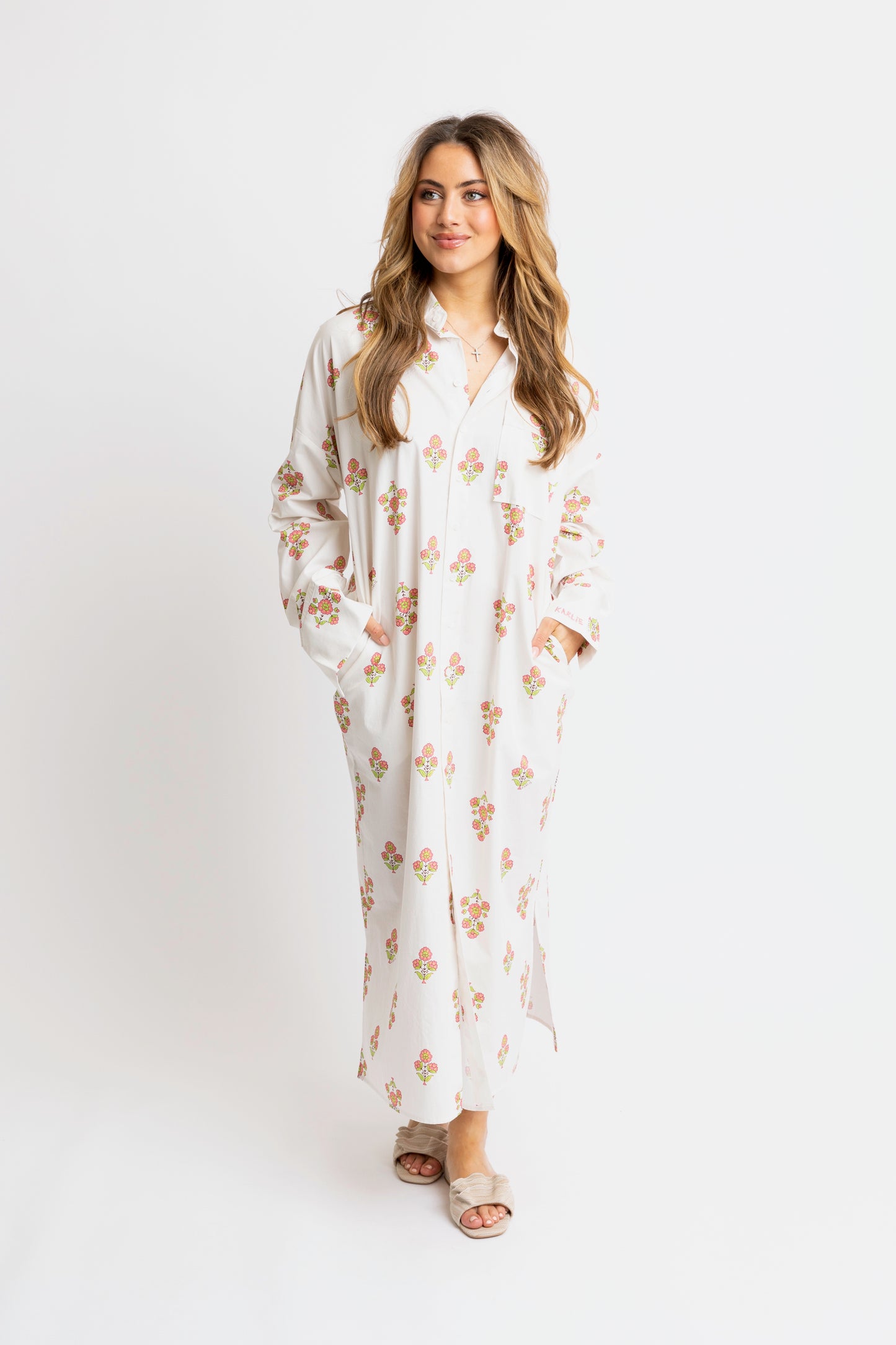 Paris Floral Pocket Shirt Dress