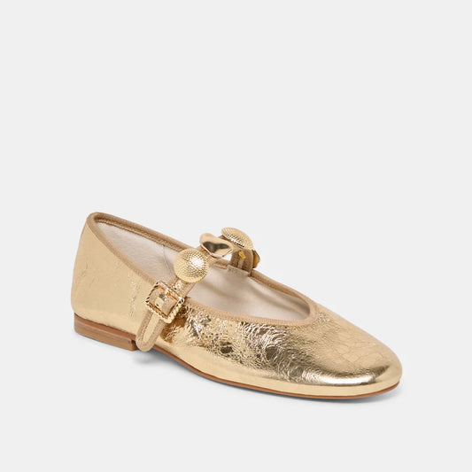 Relan Ballet Flats Gold Distressed Leather