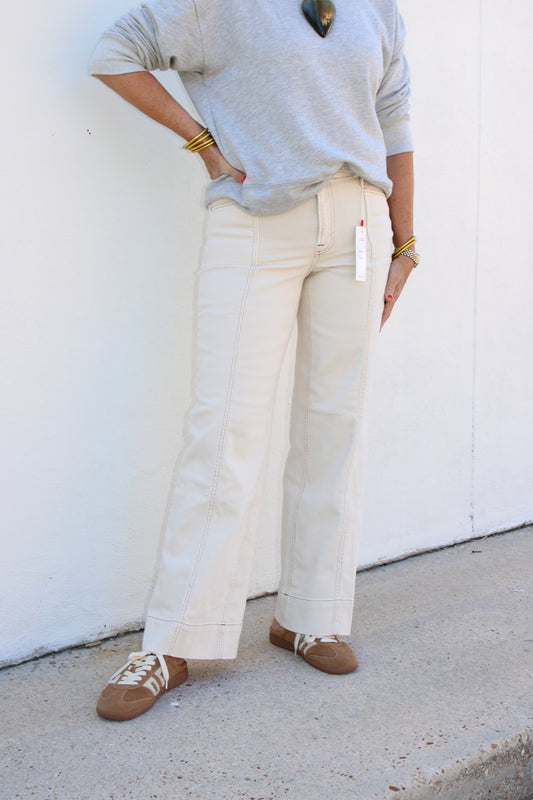 Kate Front Seam Wide Leg Jeans Oat
