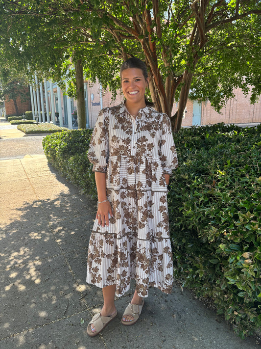 Brown Floral Maxi Dress