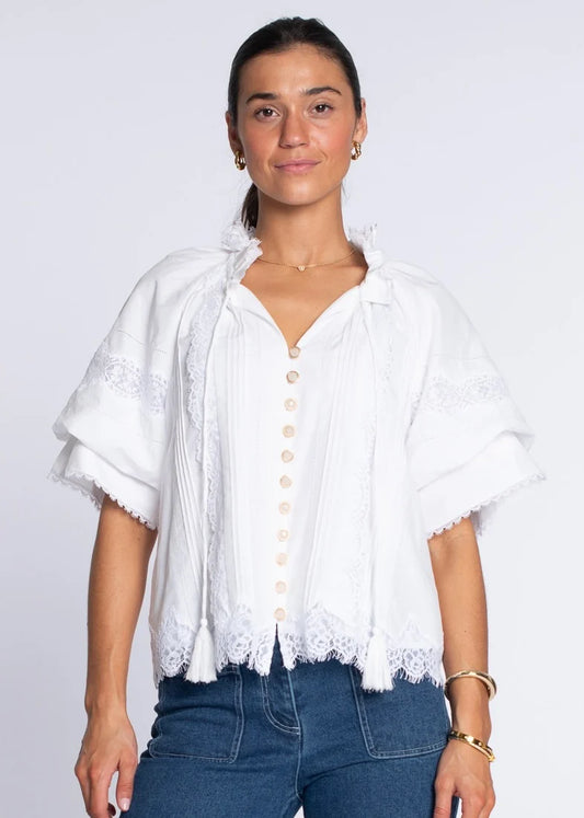Short Sleeve Kit Top in White