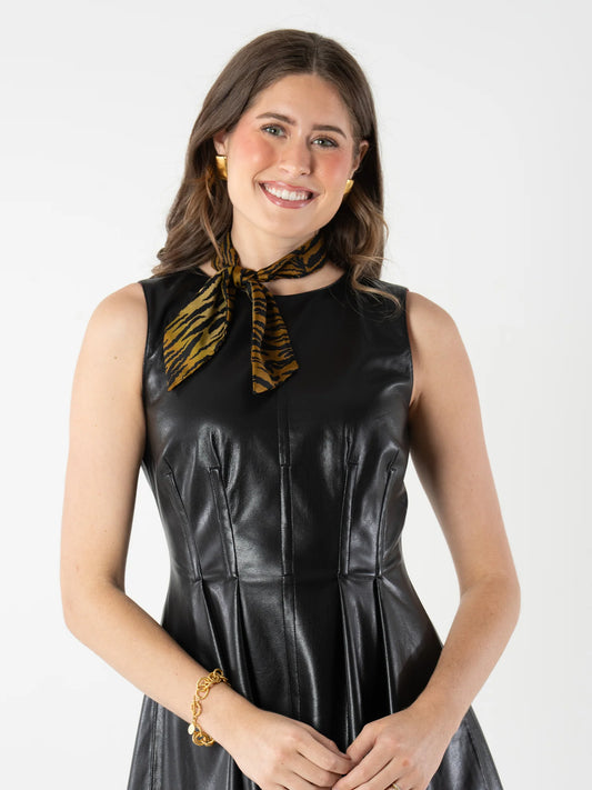 Hand-Stitched Silk Scarfette in Tiger Jacquard