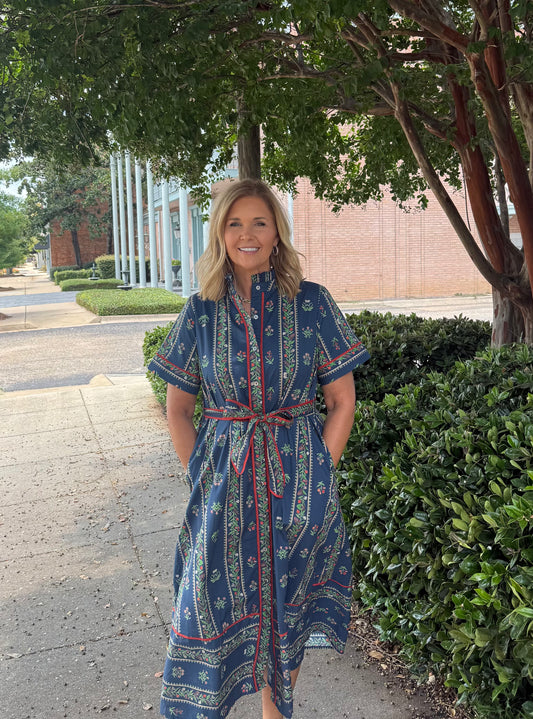 Navy Floral Midi