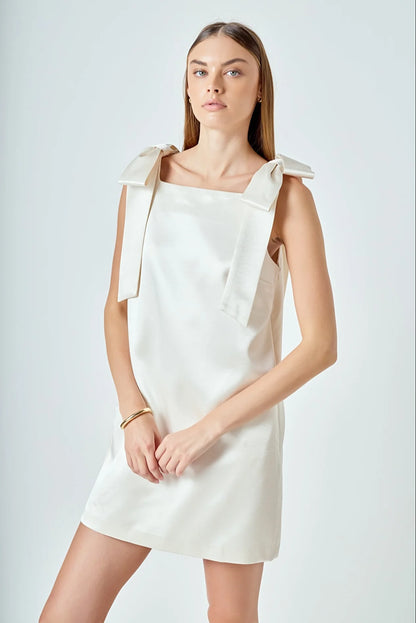 Satin Bow Mini Dress