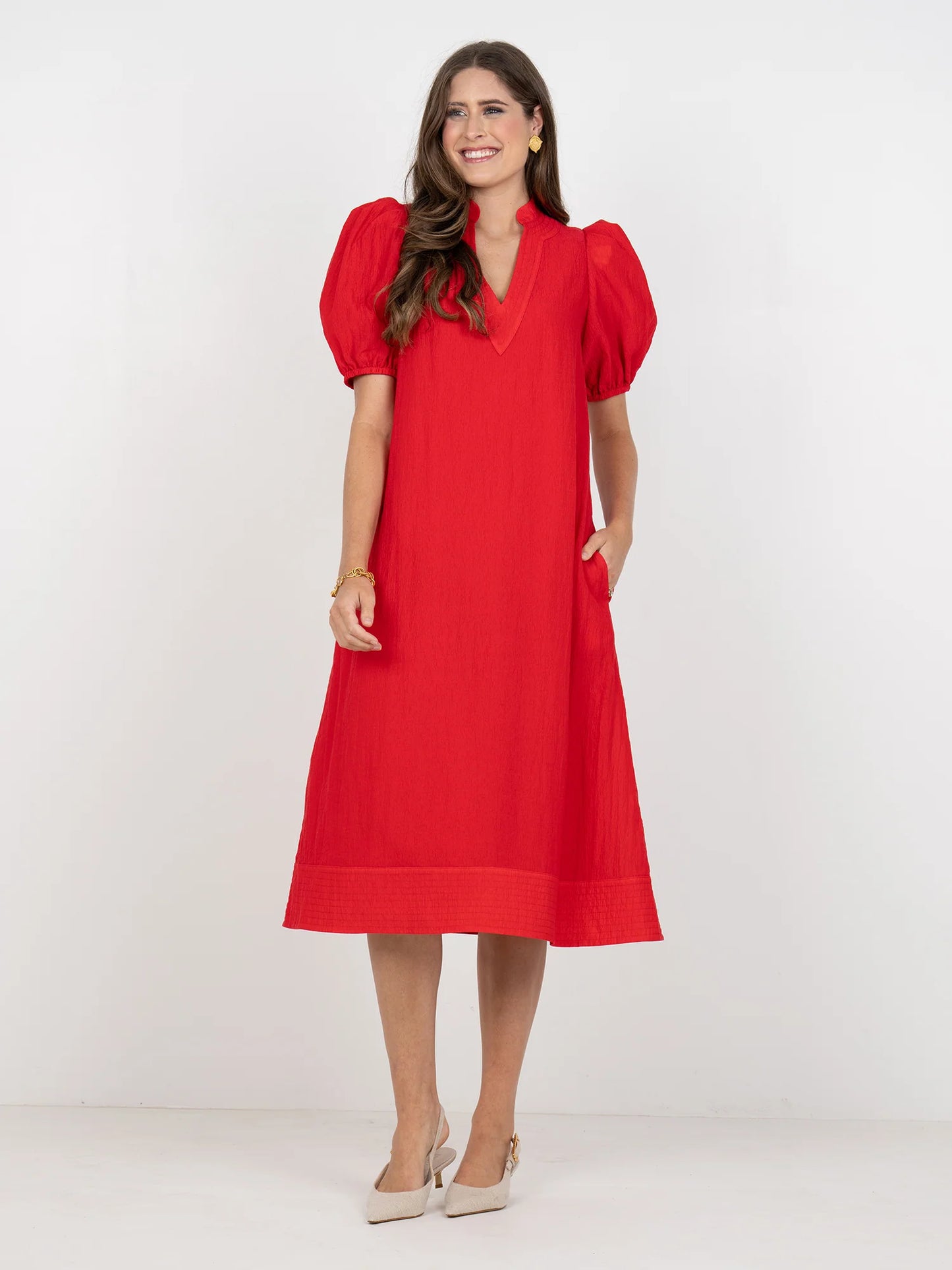 Hampton Dress in Cardinal Red