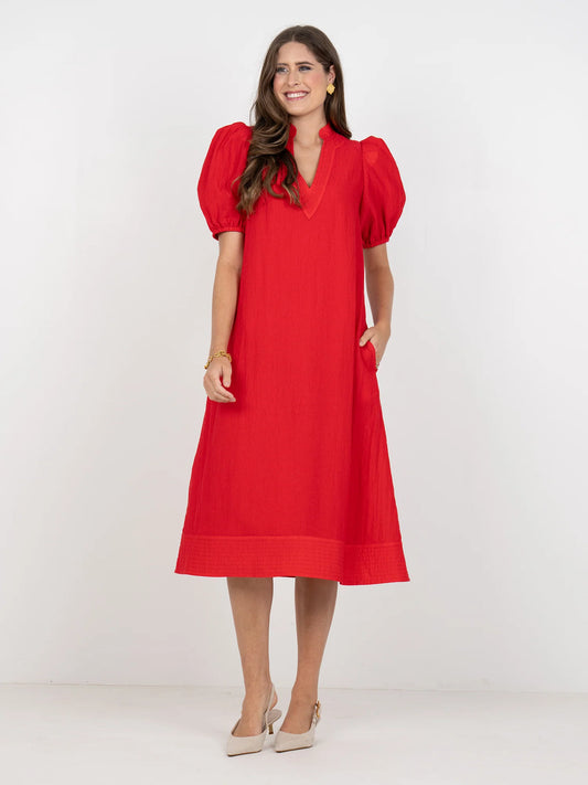 Hampton Dress in Cardinal Red