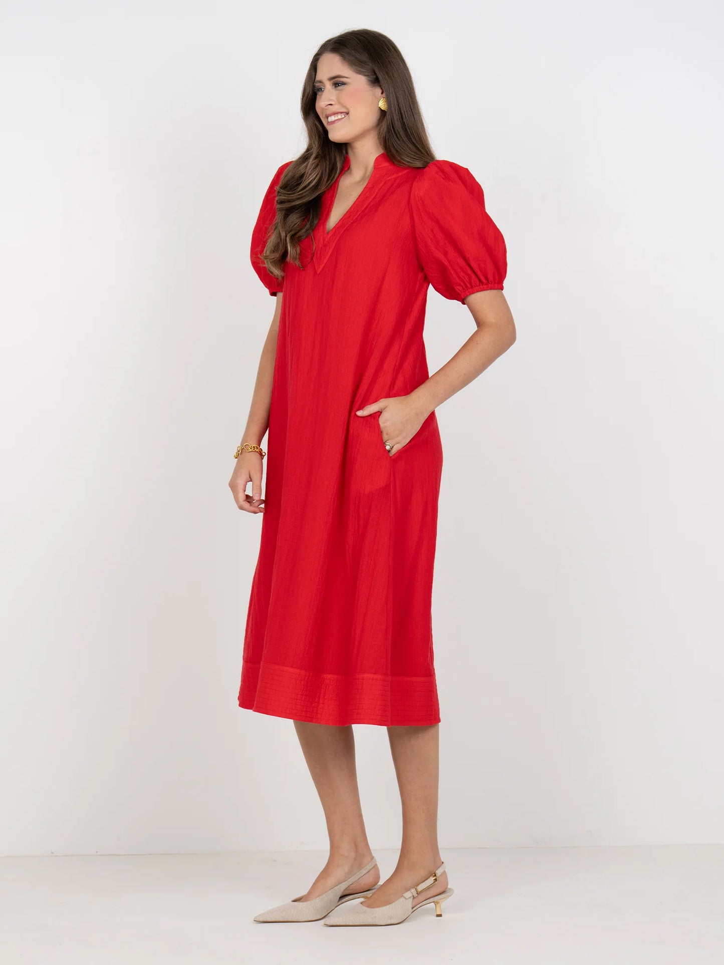Hampton Dress in Cardinal Red