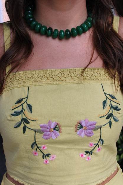 Yellow Iris Embroidered Skirt Set