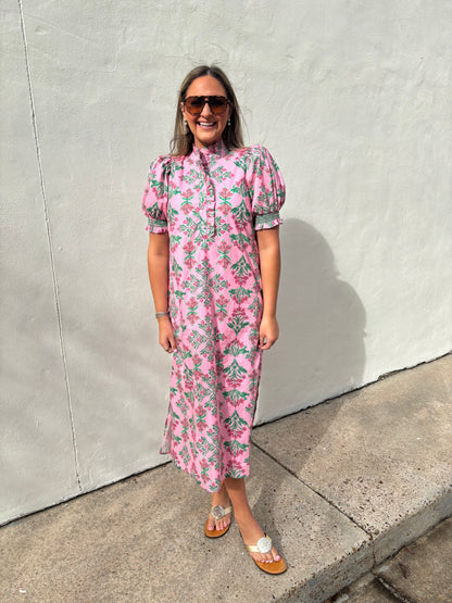 Pink/Green Floral Maxi Ruffle Collar