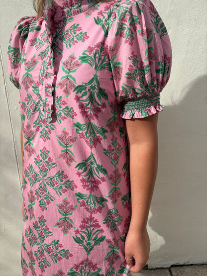 Pink/Green Floral Maxi Ruffle Collar