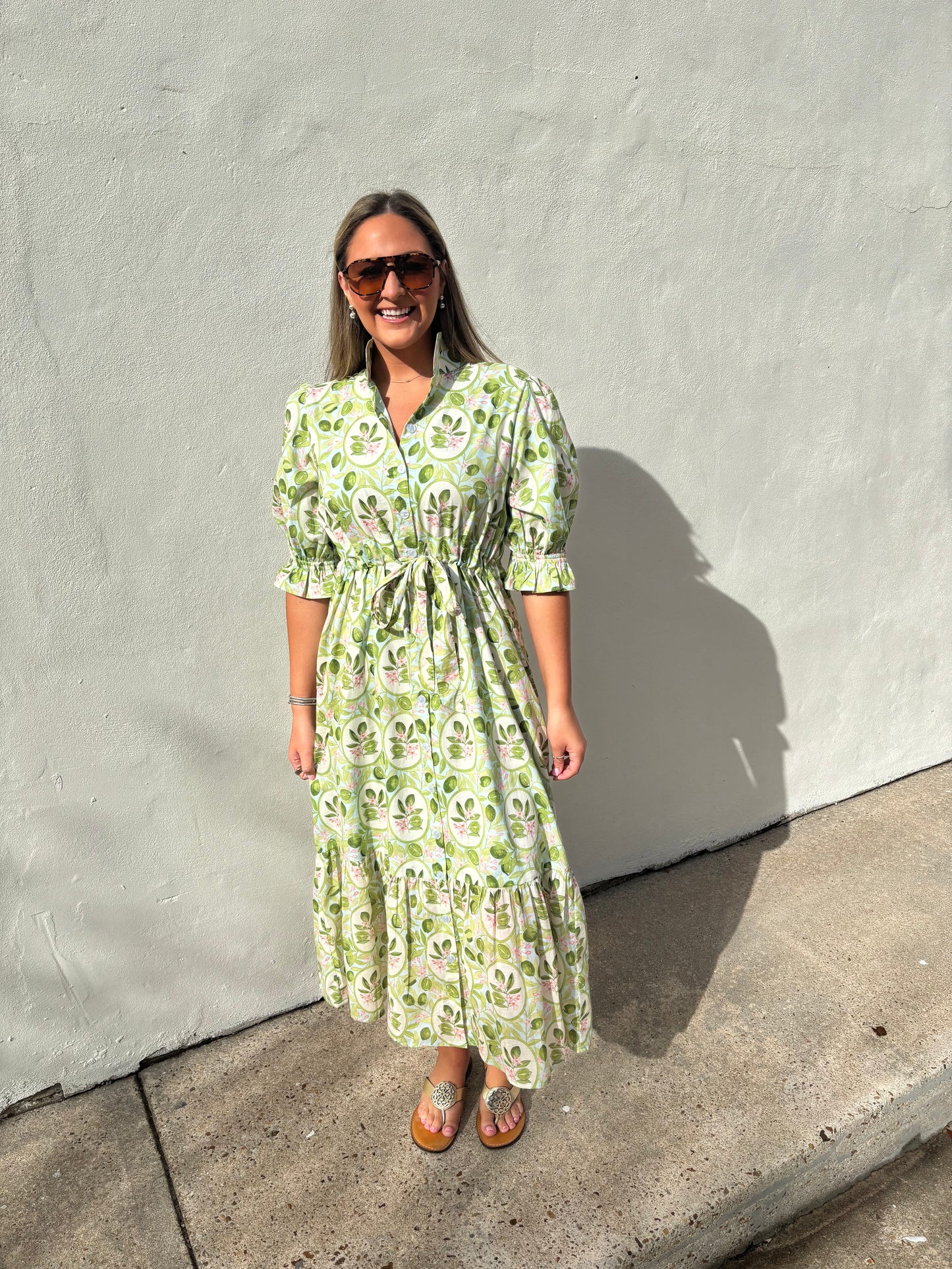 Catherine Dress in Key Limes Blue