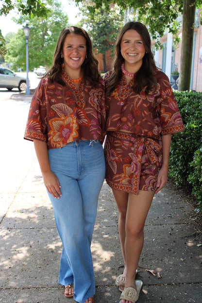 Terra Cotta Print Top