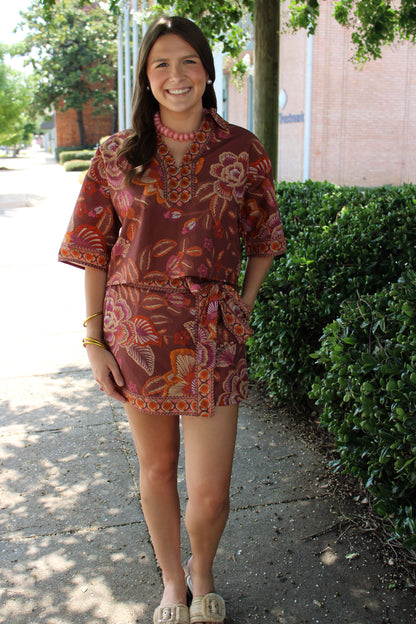 Terra Cotta Print Top