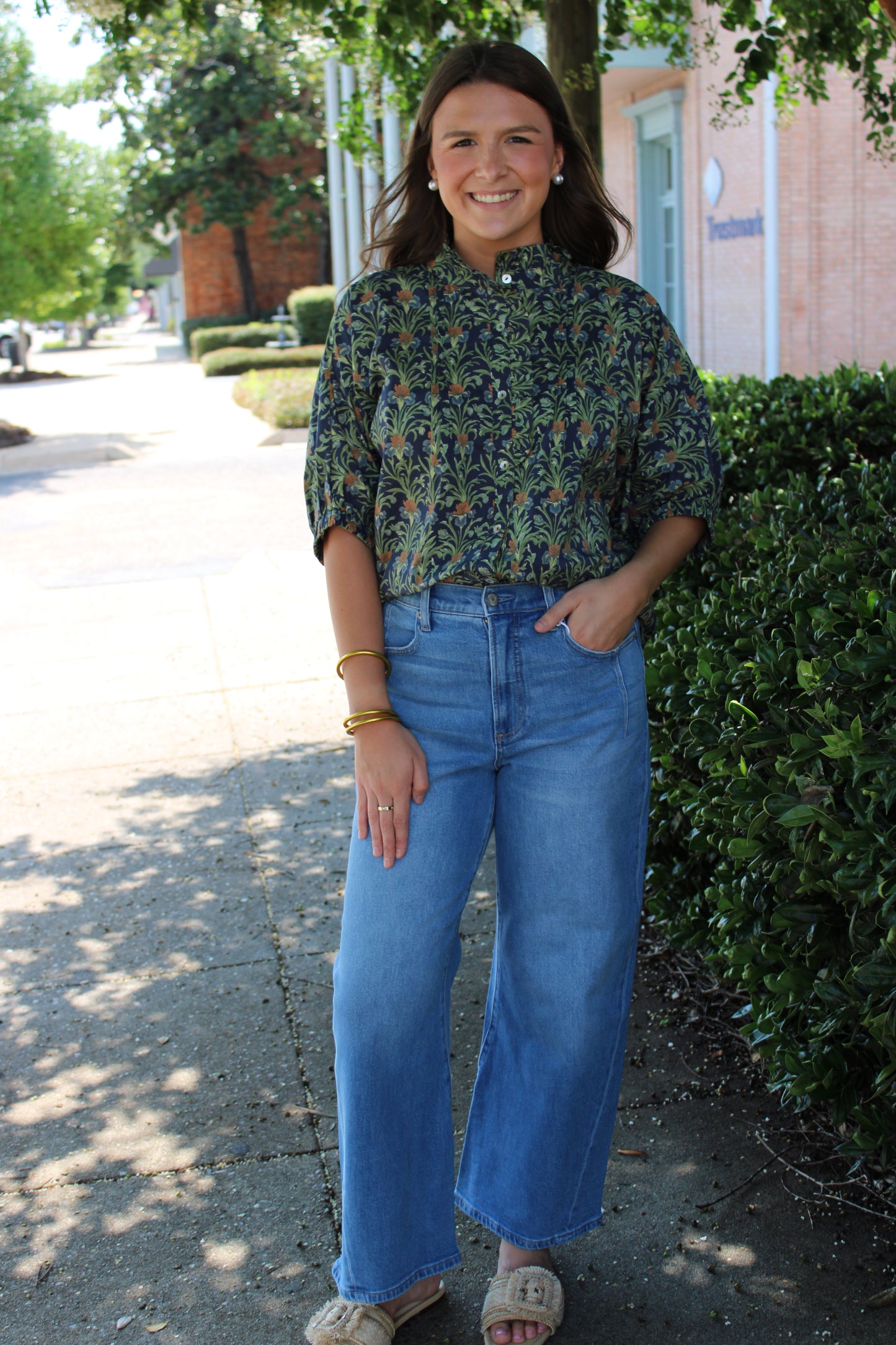 Navy Floral Print Top