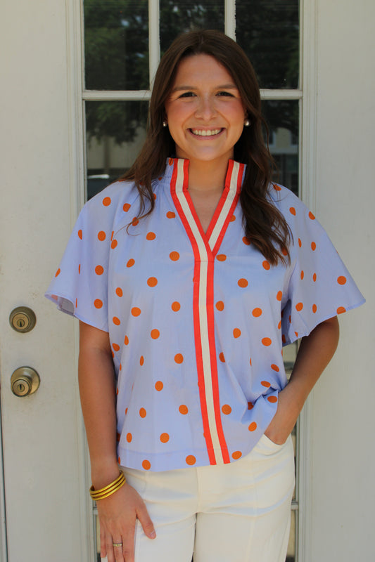 Blue Polka Dot Top