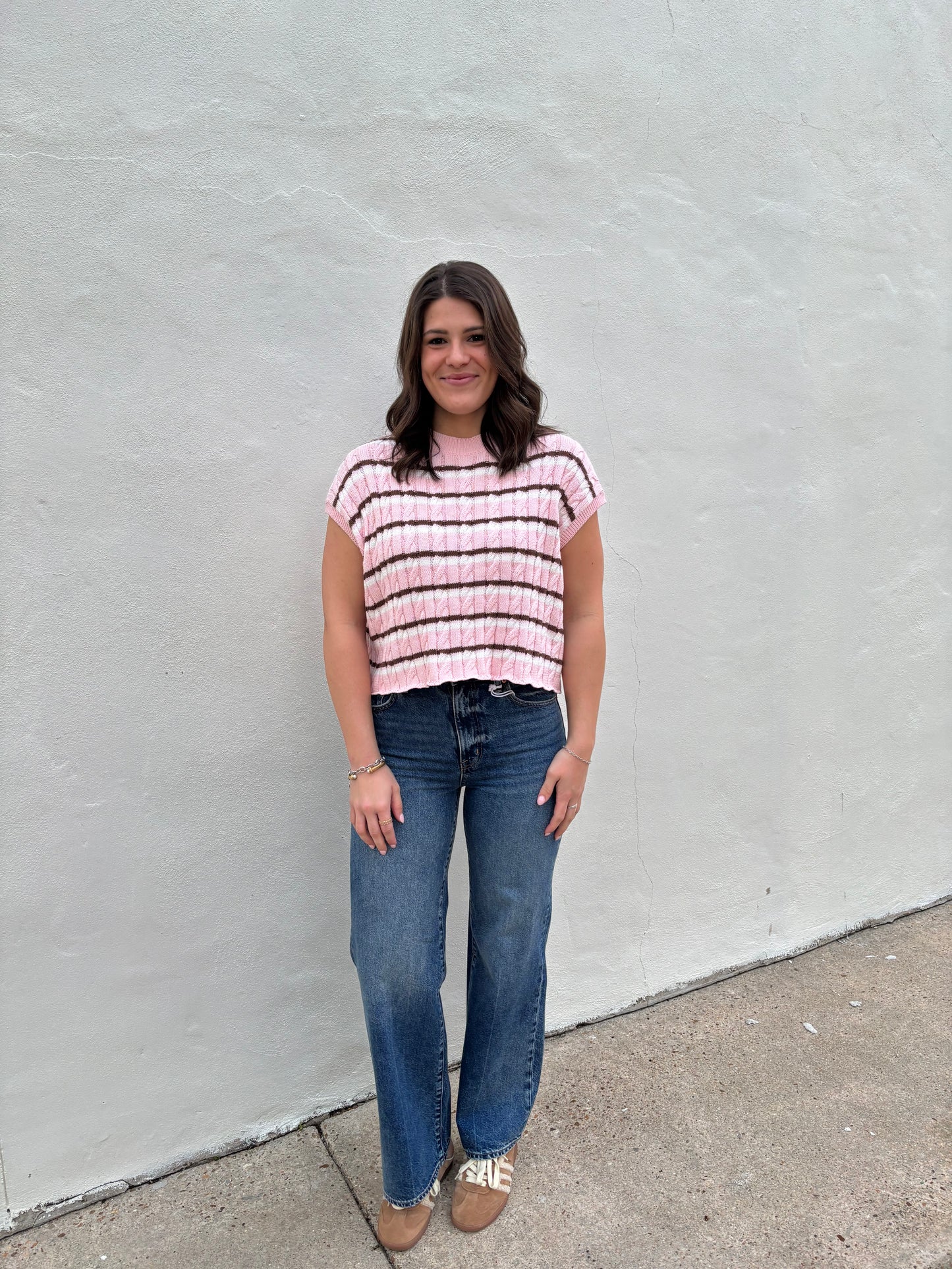 Laci Striped Textured Knit Vest