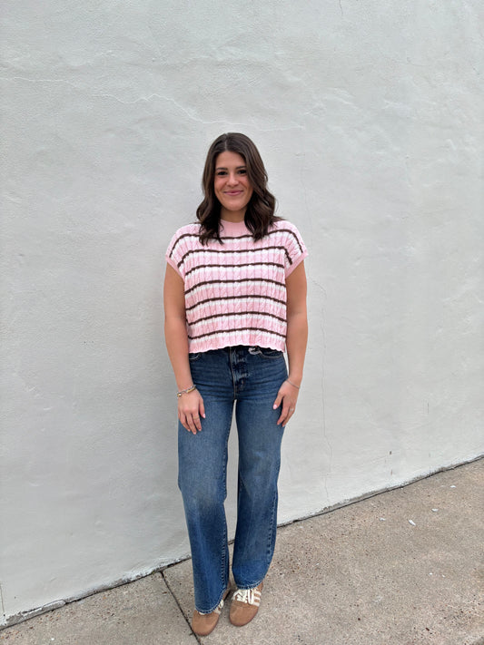 Laci Striped Textured Knit Vest