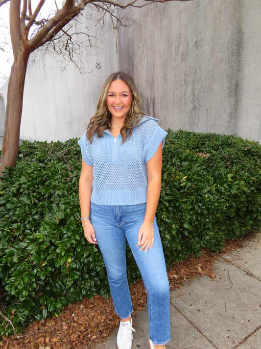 1/4 Zip Sweater Blue