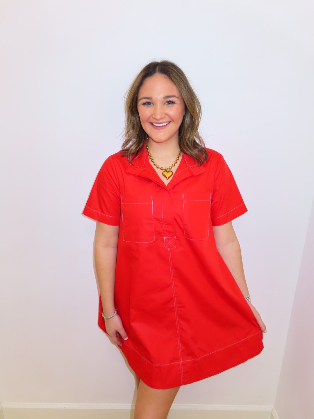 Red Shift Dress