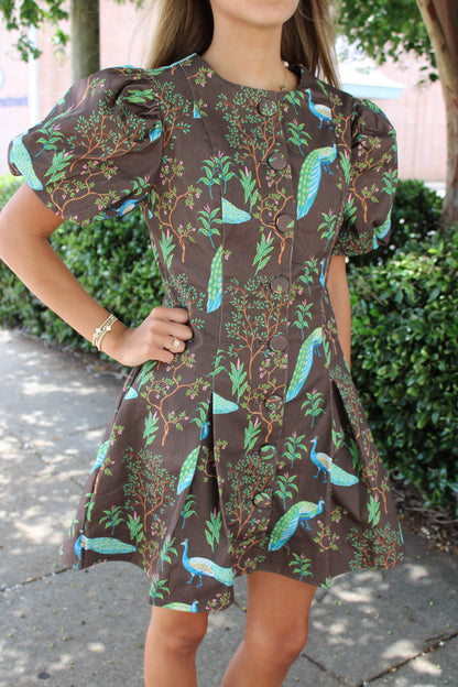Puff Sleeve Button Down Mini Dress