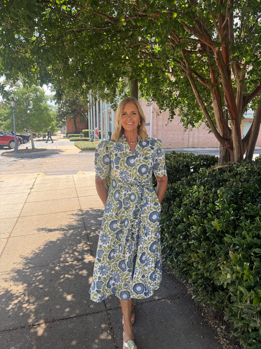 Grace Scalloped Maxi Blue/Green Floral