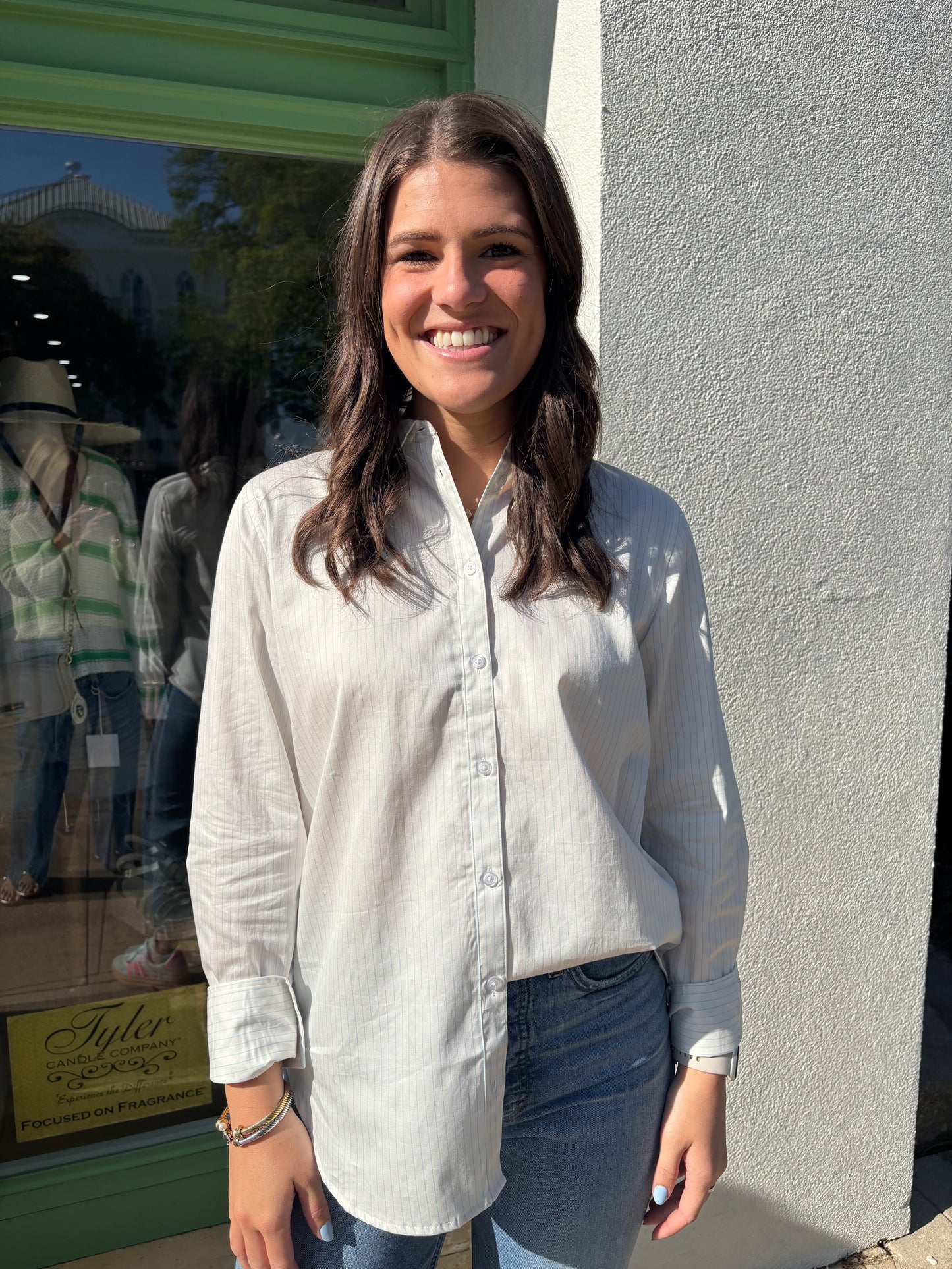 Pinstripe Poplin Button Down