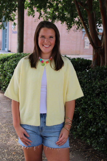One Button Yellow Cardigan
