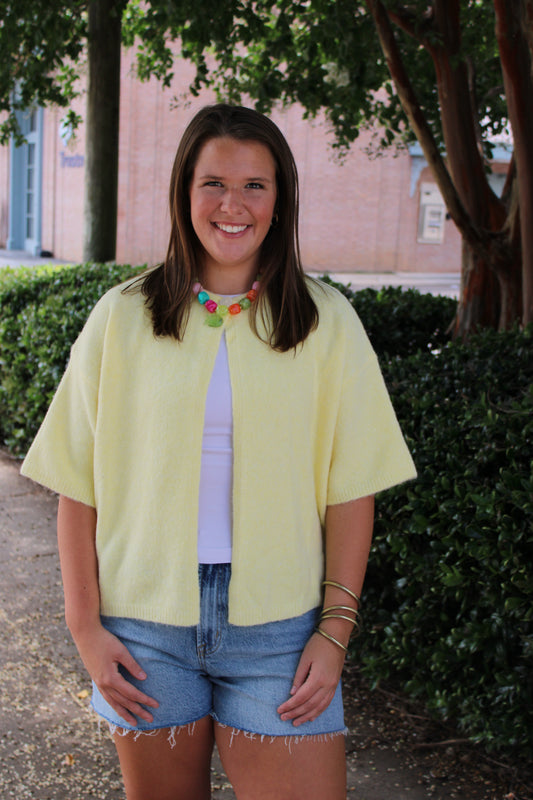 One Button Yellow Cardigan
