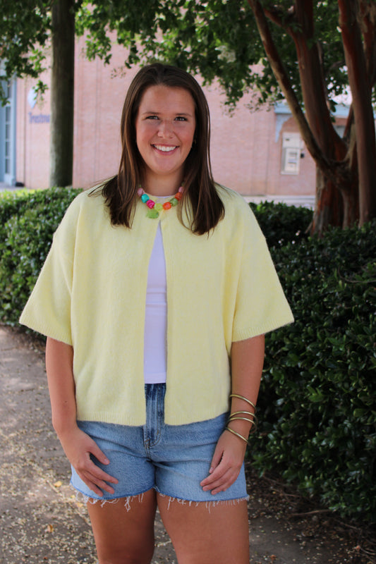 One Button Yellow Cardigan