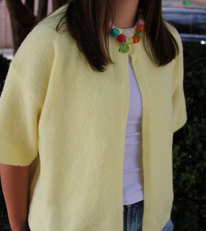 One Button Yellow Cardigan